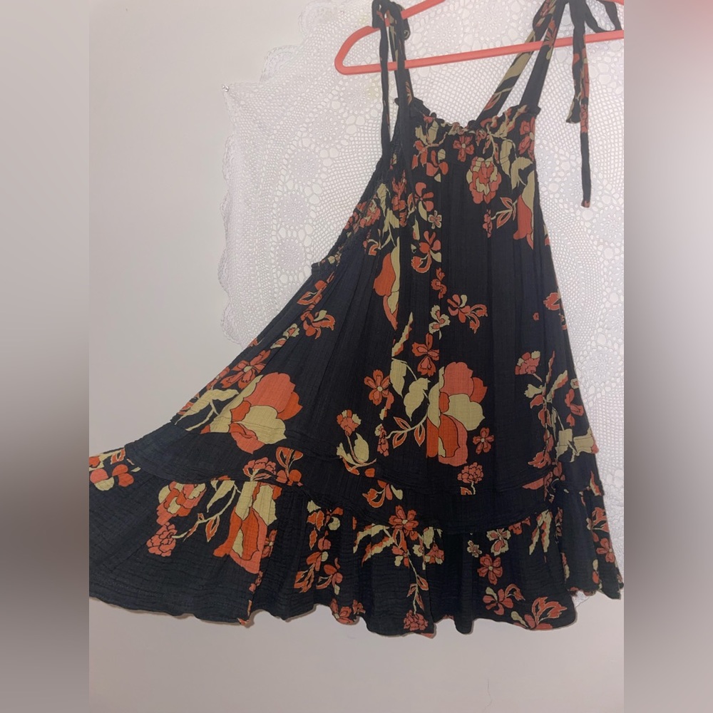 Free People Dark Green Floral Mini Dress